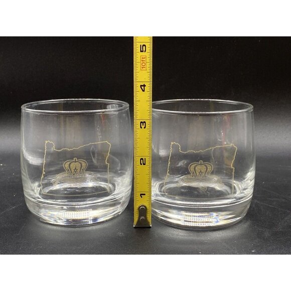 Crown Royal Oregon State Crown Pillow Gold Etched Rocks Glass LOT 2 - Picture 2 of 8